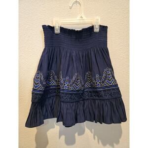 Ramy Brook Women's XS Blue Geometric Embroidered Mini Skirt Casual